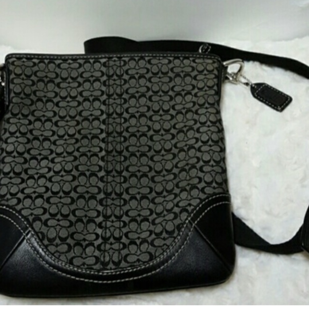 Coach Signature Black and Gray Crossbody Bag